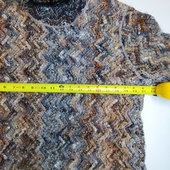 Harley Of Scotland Multicolor Chevron Wave Knit Pattern Turtleneck Sweater Men S - Picture 14 of 16